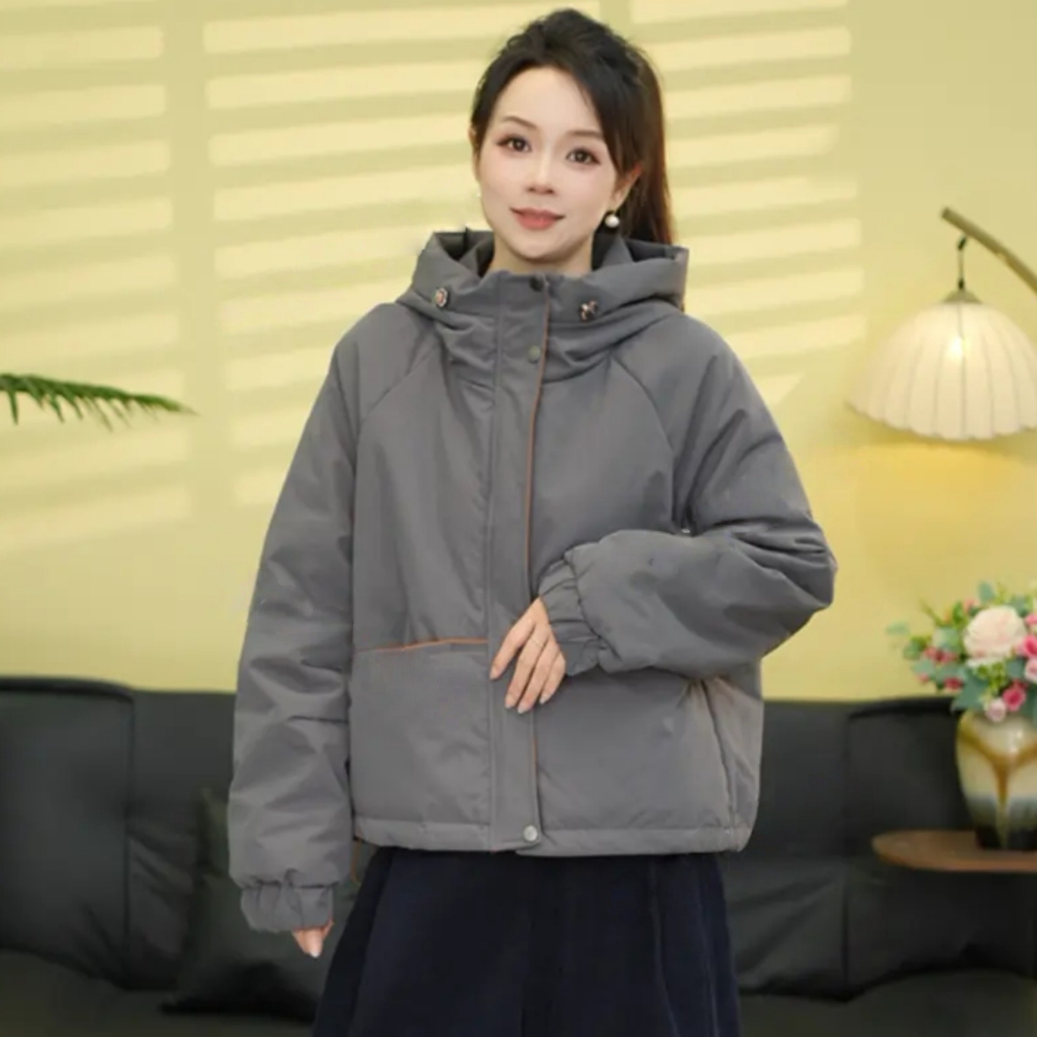 连帽加厚款棉服2025秋冬季新款外套时尚百搭休闲宽松棉衣夹棉外套