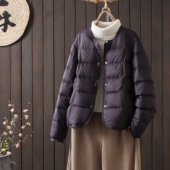 休闲文艺显瘦圆领羽绒服女短款 2025冬季 新款 小个子90鸭绒保暖外套