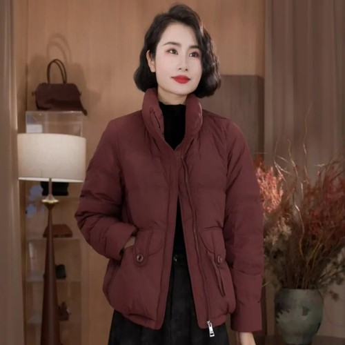 休闲90白鸭绒短款立领拉链羽绒服