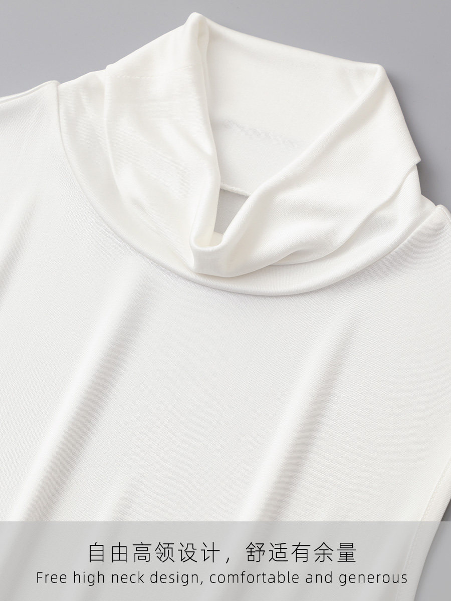 SPRING AND AUTUMN NEW SILK MULBERRY SILK HIGH NECK PILE COLLAR SLEEVELESS VEST BASE SHIRT T-SHIRT PLUS SIZE INNER WEAR LADIES