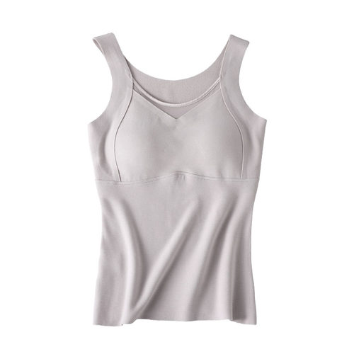 真丝山羊绒发热保暖女背心 内里100%桑蚕丝舒适亲肤免穿文胸内衣