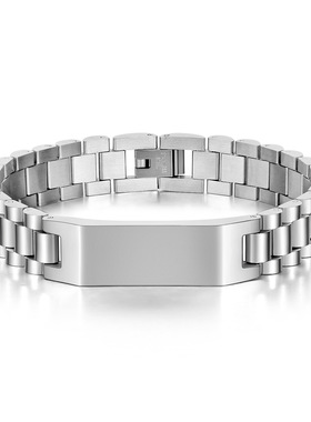 日韩商务不锈钢光面可刻字手链