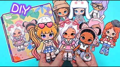 安静书新款女孩裁剪手工diy材料包卡通图纸画儿童玩具换装材料