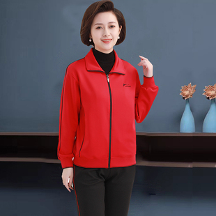 鲁美南韩丝运动服套装女春秋中老年妈妈装秋季外穿大码宽松两件套