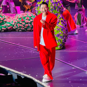 多彩色演出歌手年会酒会艺考发型师时尚 宽松廓形无领西服套装 1090