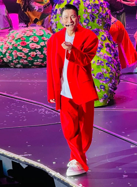 多彩色演出歌手年会酒会艺考发型师时尚宽松廓形无领西服套装1090
