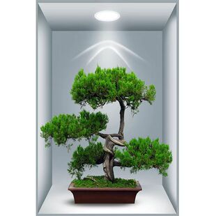仿真3d立体绿植盆栽贴画客厅卧室房门装饰玻璃浴室墙壁补丁贴纸