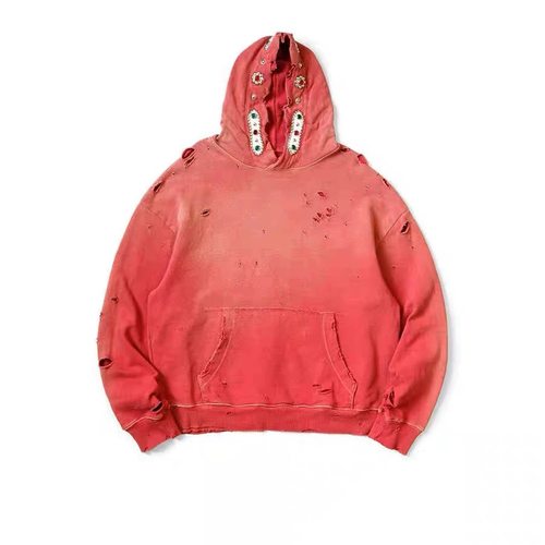 宝石蜡染水洗破坏连帽卫衣