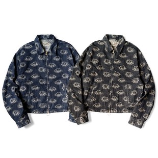 日系休闲眼睛刺绣牛仔复古翻领长袖 平田和宏 外套 KAPITAL 24AW