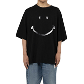 25SS T恤 日系休闲透气双色纯棉笑脸印花圆领短袖 MMY 三原MIHARA