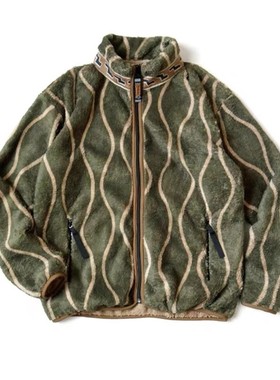 25AW KAPITAL 平田和宏 日系唐草摇粒绒波浪条纹抓绒拉链夹克外套