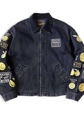 24SS KAPITAL 平田和宏 日系牛仔补丁刺绣做旧可拆卸内衬夹克外套