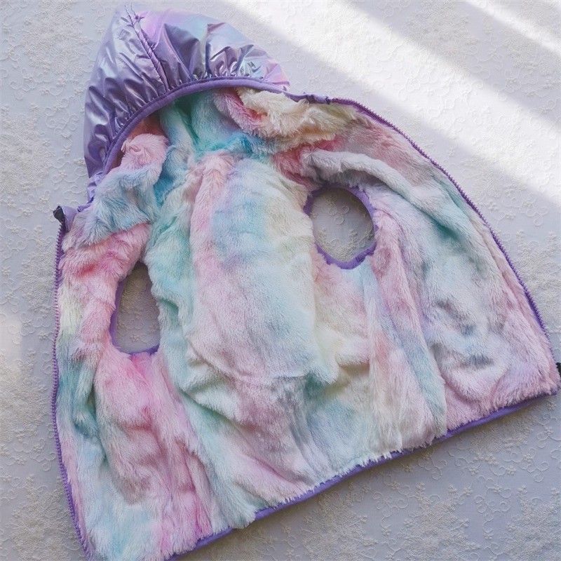 特亏清 炫彩紫~女宝宝婴儿三件包邮 1岁 欧dan毛毛保暖连帽马甲