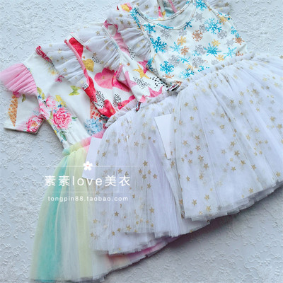 小公主来啦~chao美 澳R家 女中小童3-7岁飞袖爱心雪花蓬蓬连衣裙