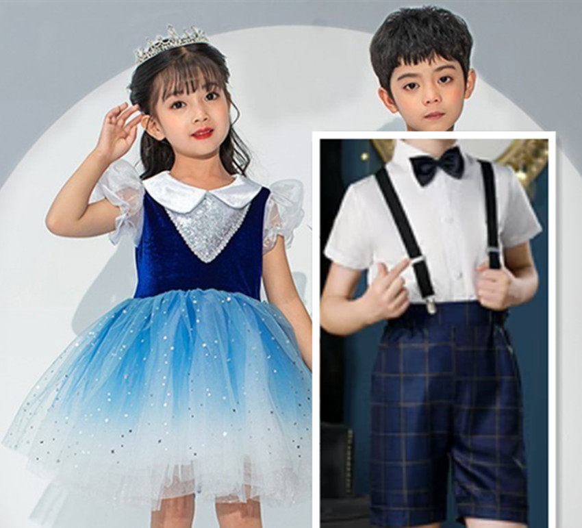 六一儿童演出服蓬蓬裙幼儿园合唱舞蹈公主裙表演服背带裤男童礼服