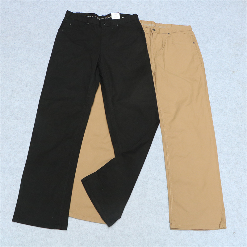 春秋男大码宽松直筒休闲裤卡其长