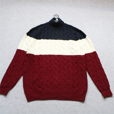 外单男冬季纯棉麻花高领毛衣男装粗毛线衣 复古套头打底衫 针织衫