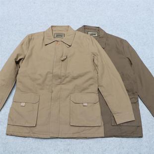 商务休闲夹克棉服外套 棉衣加棉薄款 秋冬款 纯棉帆布翻领多兜工装