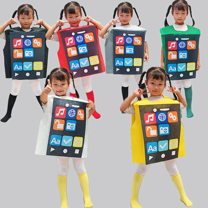 幼儿园情景剧手机手机我问你舞蹈表演服装垃圾分类卡通道具宣传服