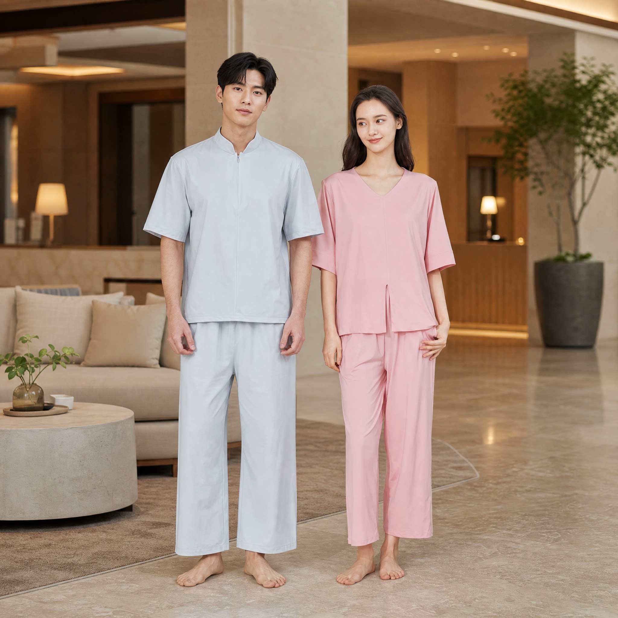 曲水兰亭同款VIP限量汗蒸服冰丝浴衣男女款桑蚕丝睡衣洗浴家居服