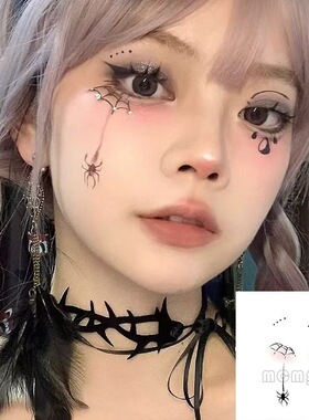 狂欢万圣COS蜘蛛魔女彩色纹身贴脸贴逼真持久可水洗唯美自然仿真