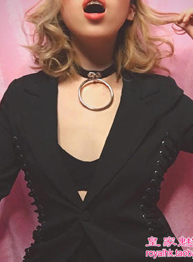 欧美夜店辣妹金属酒吧皮项链