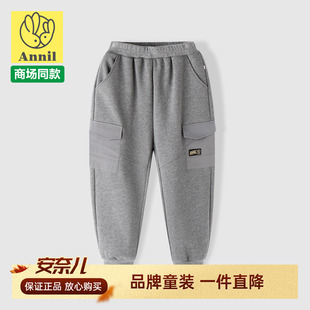 款 160码 冬季 男大童洋气单层宽松全腰针织加绒运动裤 安奈儿童装