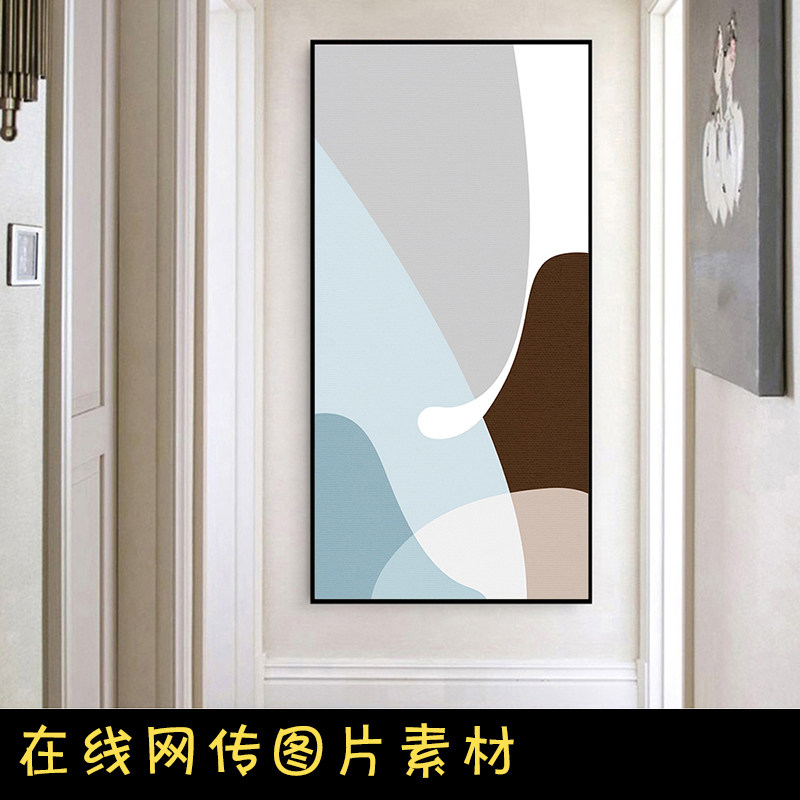 北欧现代天海小清新线条色块画芯抽象玄关画走廊装饰画图片库素材