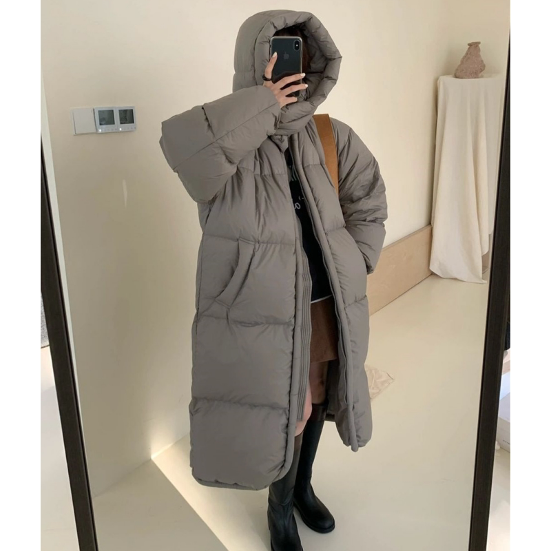 2025年新款冬季泡芙柔软棉服女中长款过膝大被子宽松加厚休闲外套
