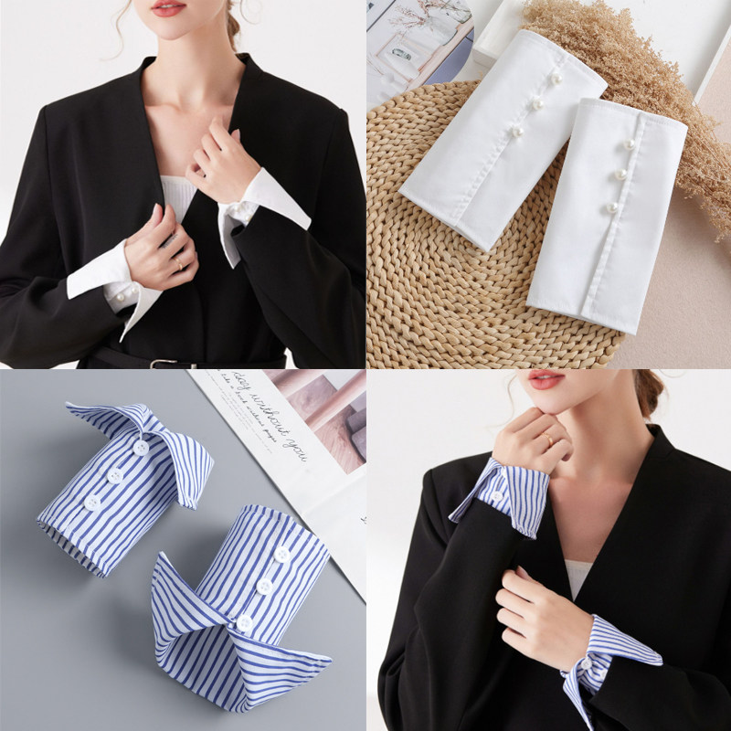 个性简约假袖套女装饰手袖衬衣袖子可拆卸手腕套职业装衬衫假袖口