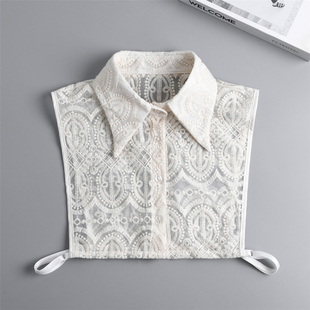 蕾丝百搭假衣领女毛衣打底假衬衫装饰衣领秋冬百搭杏色假领子尖领