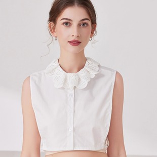 白色纯棉打底假领子女秋冬百搭假衬衣装饰领韩版花边立领配毛衣领