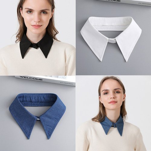 尖领简约假领衬衫领女士