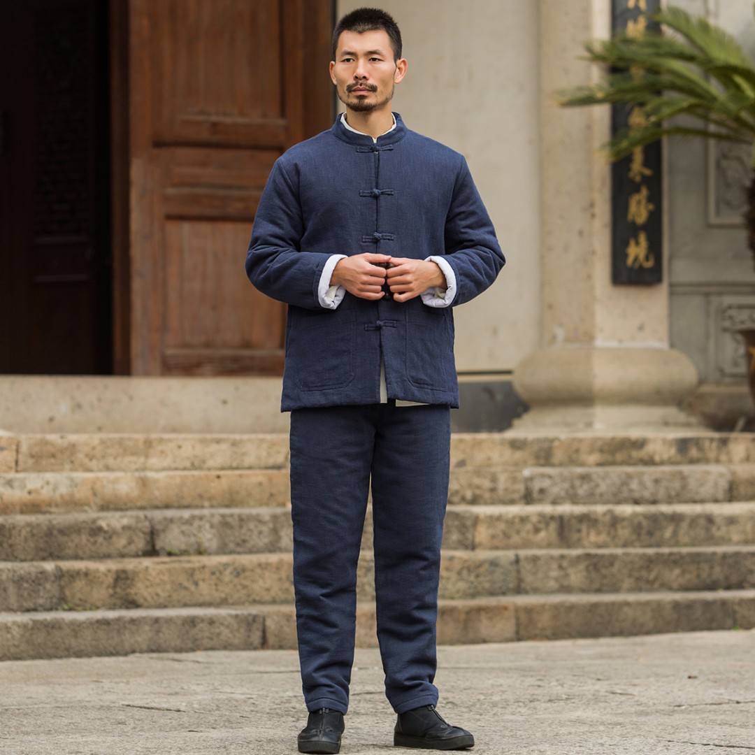 男士唐装棉袄外套中国风棉衣加厚中式立领棉服棉麻茶禅服
