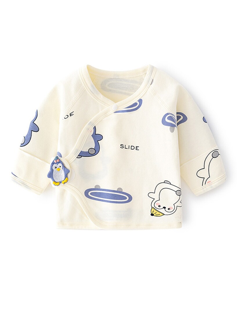 NEWBORN BABY UNDERWEAR BONELESS COTTON SPRING AND SUMMER FOUR SEASONS VELCRO HALF-BACK FULL MOON MONK CLOTHES BABY TOPS