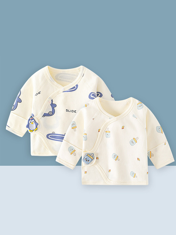 NEWBORN BABY UNDERWEAR BONELESS COTTON SPRING AND SUMMER FOUR SEASONS VELCRO HALF-BACK FULL MOON MONK CLOTHES BABY TOPS