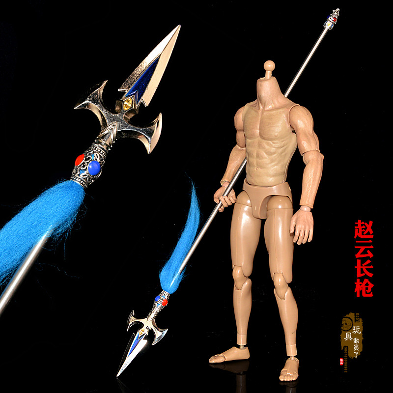 现货1:6兵器武神赵子龙胆亮银枪赵云涯角枪长枪12寸兵人武器模型