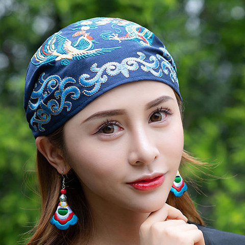 女帽龙飞凤舞绣花带子表演头饰