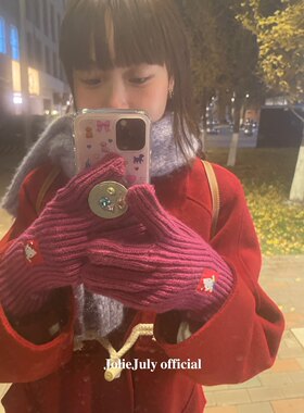 JolieJuly定制新品 冬日可爱氛围羊毛尼红色外套大衣