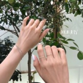 JolieJuly韩国代购 极细闪闪日常搭配bi备百搭款 925纯银女款 戒指