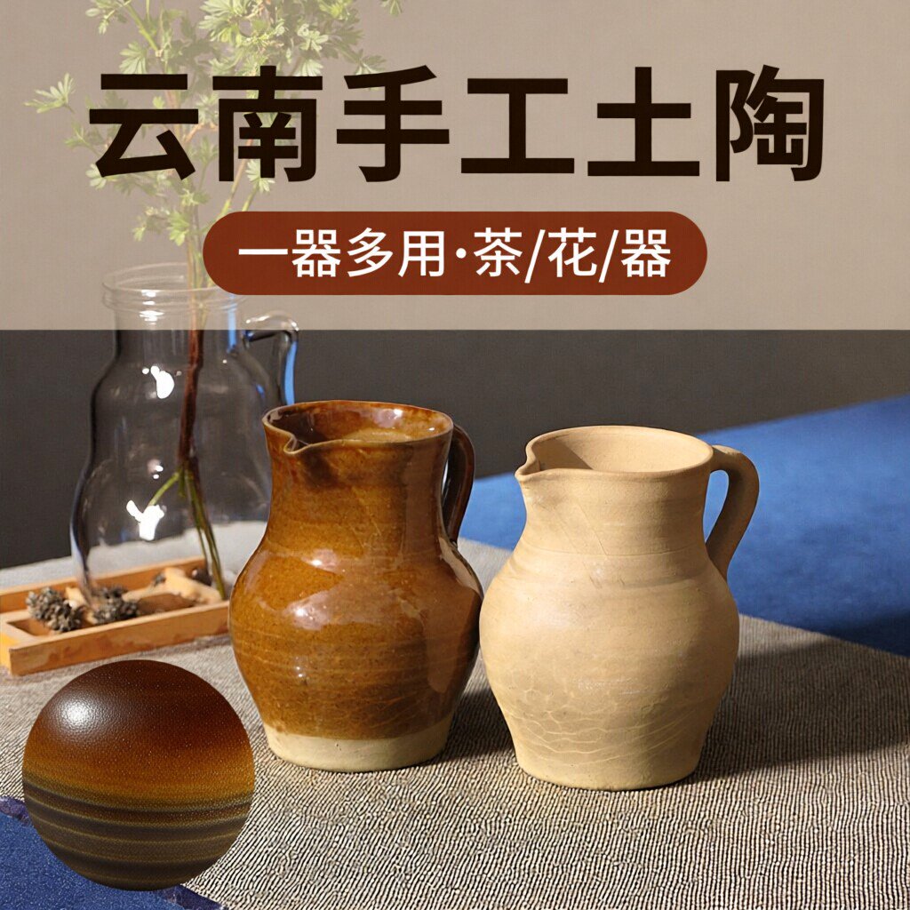 热销云南手工土陶茶罐泡茶壶餐饮民宿家用中式茶具陶器分茶器插花