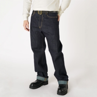 维托摩瑞咔叽原牛12OZ黑牡丹彩棉竹节丹宁美式 复古501直桶牛仔裤