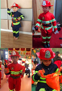 六一儿童消防员服装套装职业体验装角色扮演警察服万圣节演出服