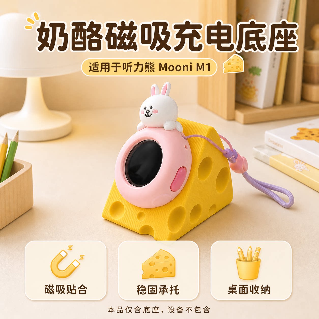 听力熊M1磁吸充电底座奶酪造型图片