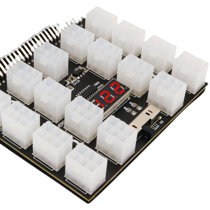 FULLY COMPATIBLE UPGRADE SERVER POWER CONVERSION BOARD TO 6PIN ADAPTER CARD 12V 17-PORT GRAPHICS CARD POWER SUPPLY BOARD