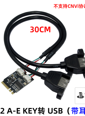 M.2(A-E KEY)转双USB2.0扩展卡 M.2 A-E KEY转USB2.0带耳朵线