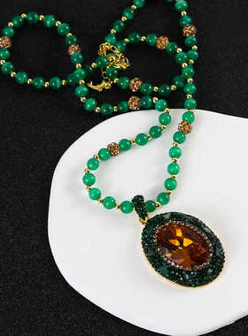 2024新款苏丹石项链女毛衣链轻奢高级感小众高级感吊坠挂件配饰爆