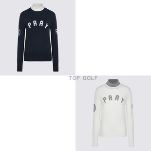 26春女半高领拼色字母弹力针织套头衫 韩国代购 高尔夫球服 FORE