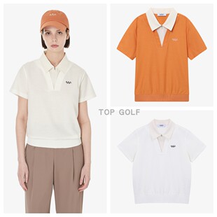 韩国代购APC GOLF高尔夫上衣 26夏女翻领拉链拼色速干针织短袖T恤