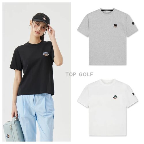 韩国代购 Golden Bear 高尔夫上衣26夏男女同款翻领徽标短袖T恤